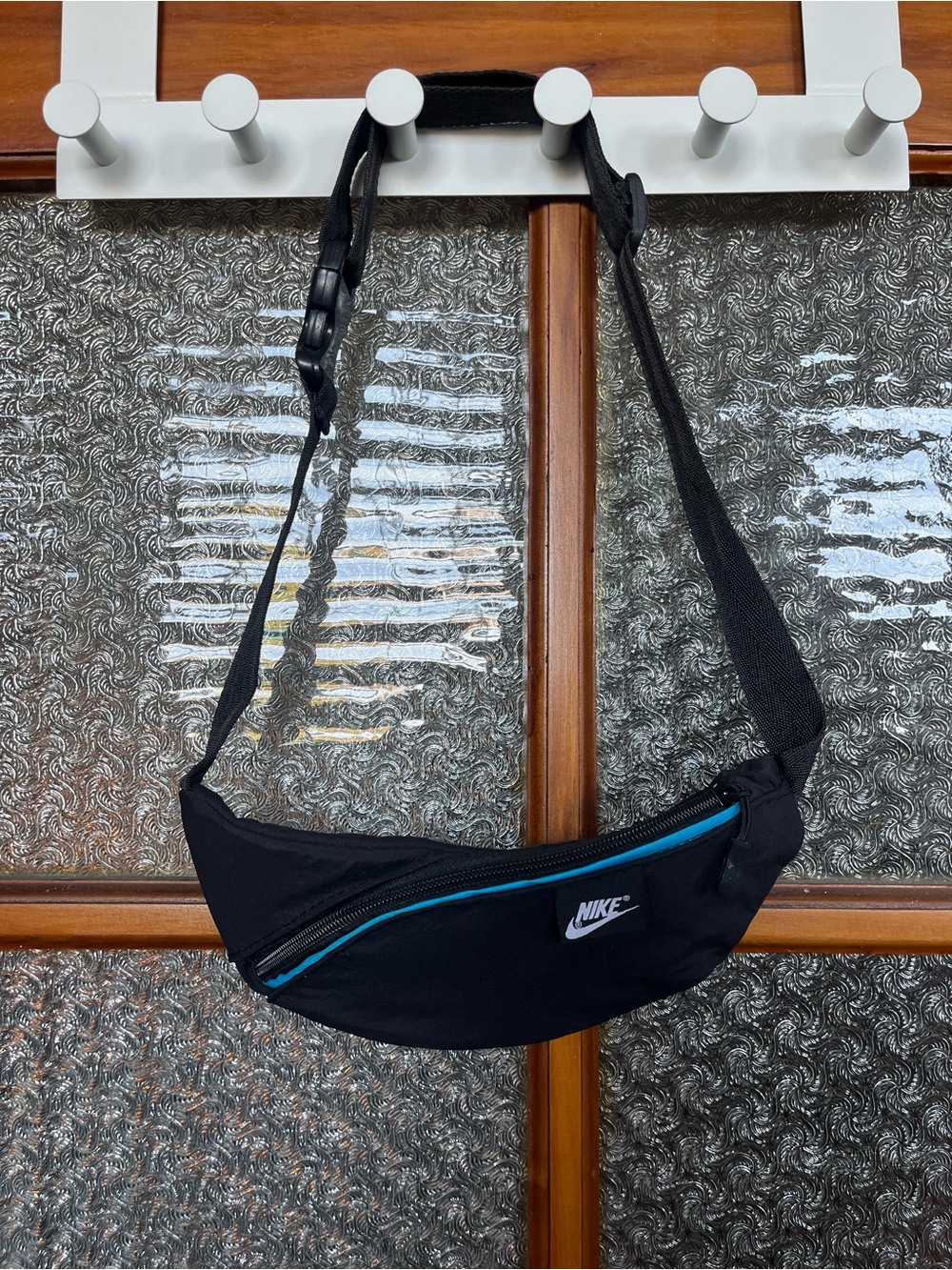Nike Black Sling Belt Bag with Blue Zip Trim
